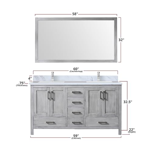 Dark Grey Double Bath Vanity with Carrara Marble Top S919