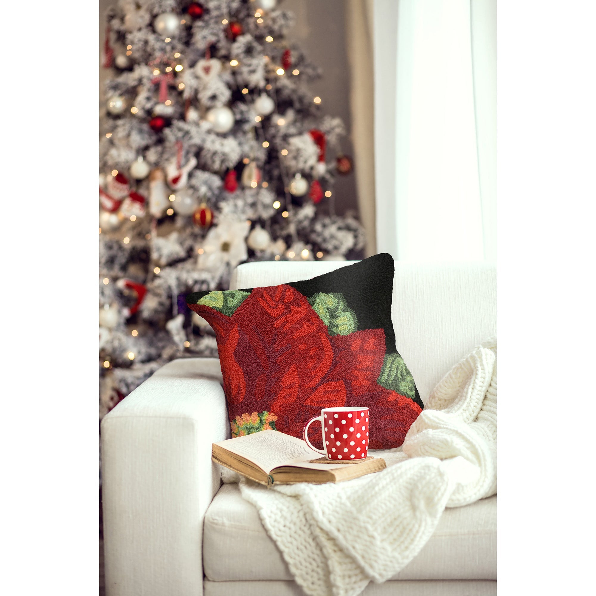 Frontporch Poinsettia Indoor Outdoor Throw Pillow