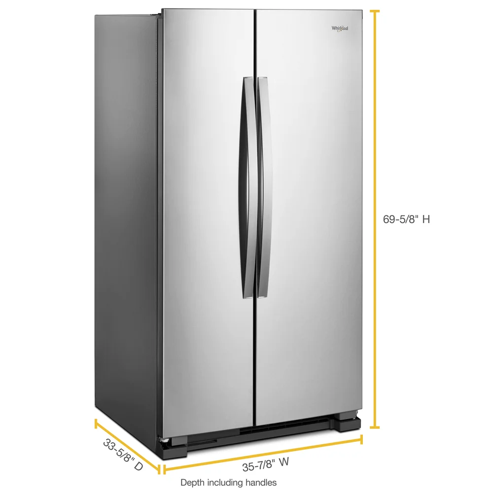 36" Wide 25.1 Cu. Ft. Side By Side Refrigerator Stainless Steel U63549