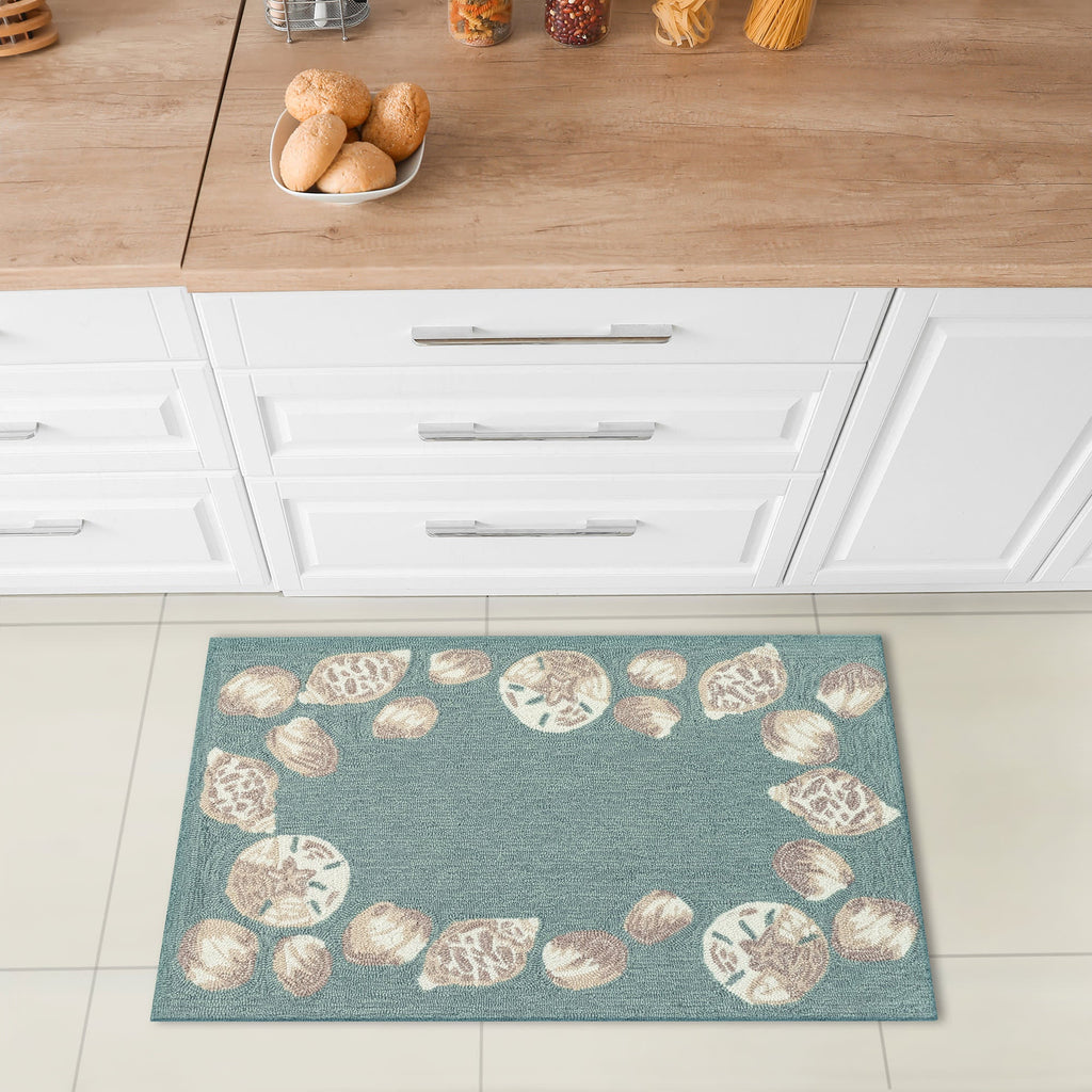 Capri Seashell Border Indoor Outdoor Area Rug