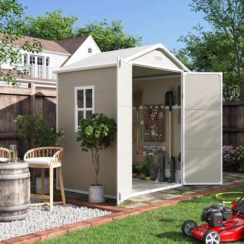 Grey & White 6x4.5 FT Plastic Outdoor Storage Shed Z262112