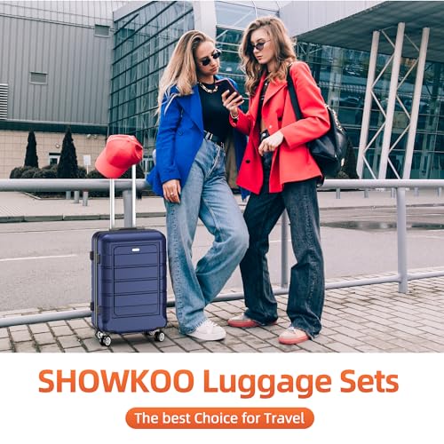 Black Expandable PC+ABS Luggage Set with TSA Lock T1727