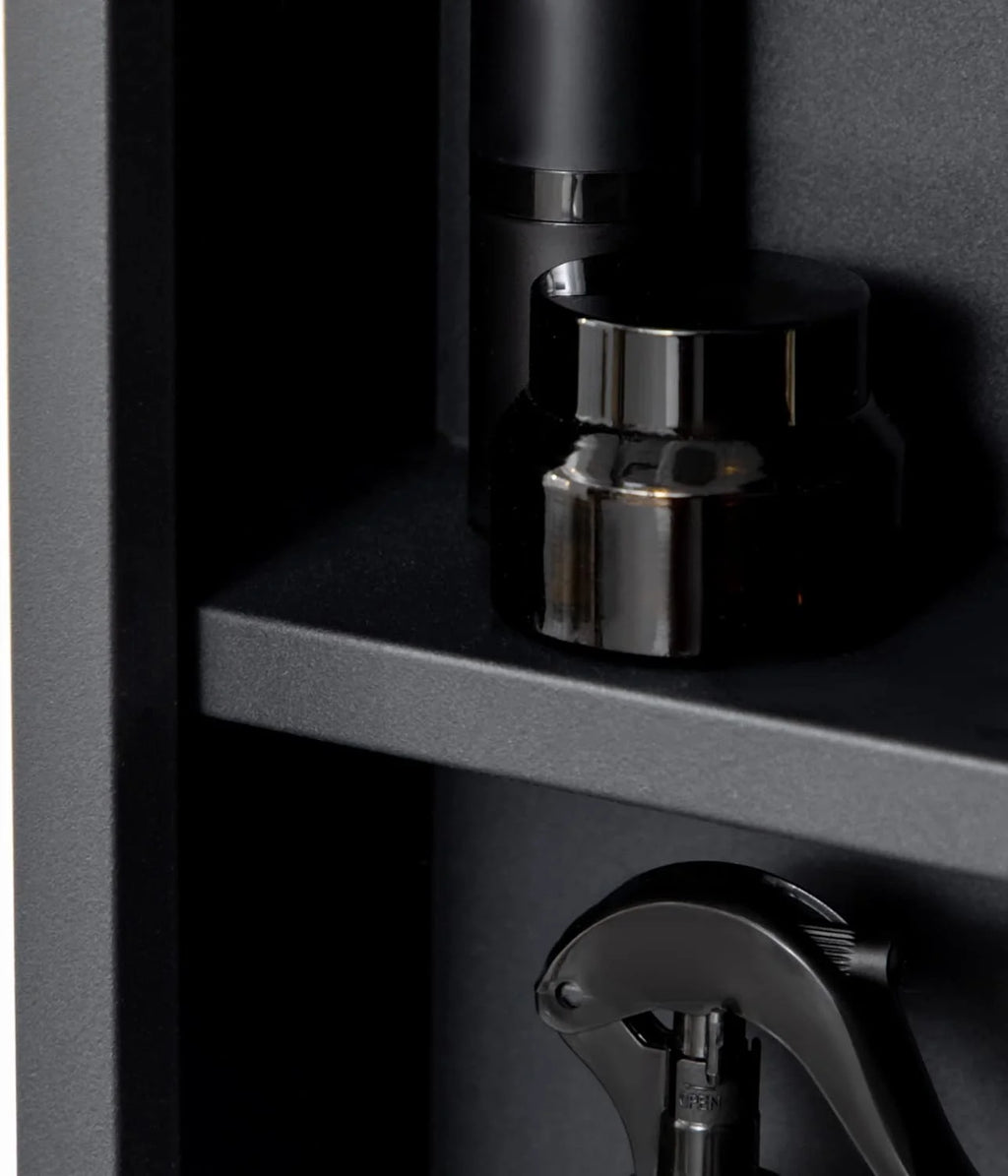 Black Wall-Mounted Stainless Steel Medicine Cabinet with Mirror O934336