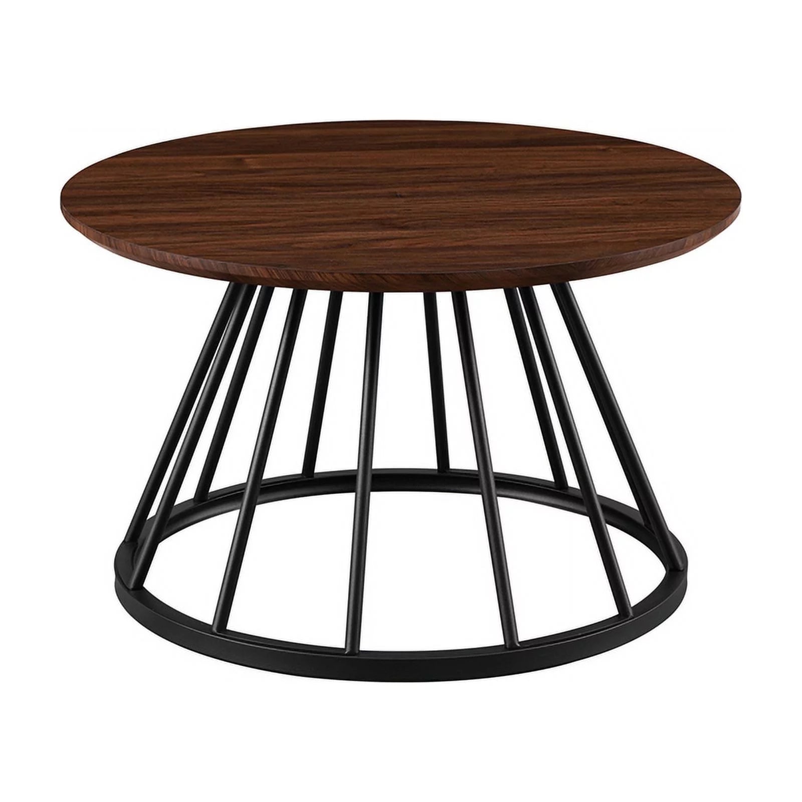 Dark Walnut Black Wood Coffee Table with Metal Base J309450