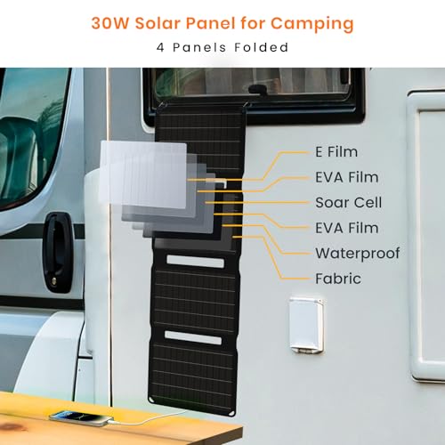 30W Portable Foldable Solar Panel with QC3.0 USB-A/C Port N55684