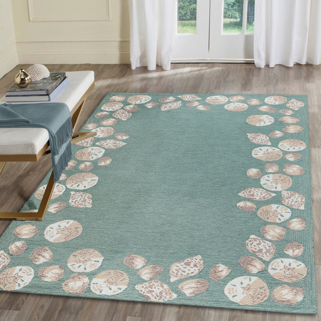 Capri Seashell Border Indoor Outdoor Area Rug