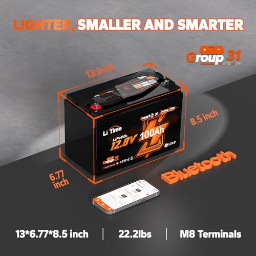 12V 100Ah Group 31 Bluetooth LiFePO4 Battery B707