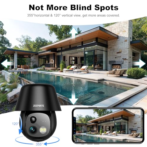 2K Pan/Tilt 360° View Solar/Battery Powered WiFi Security Cameras B632