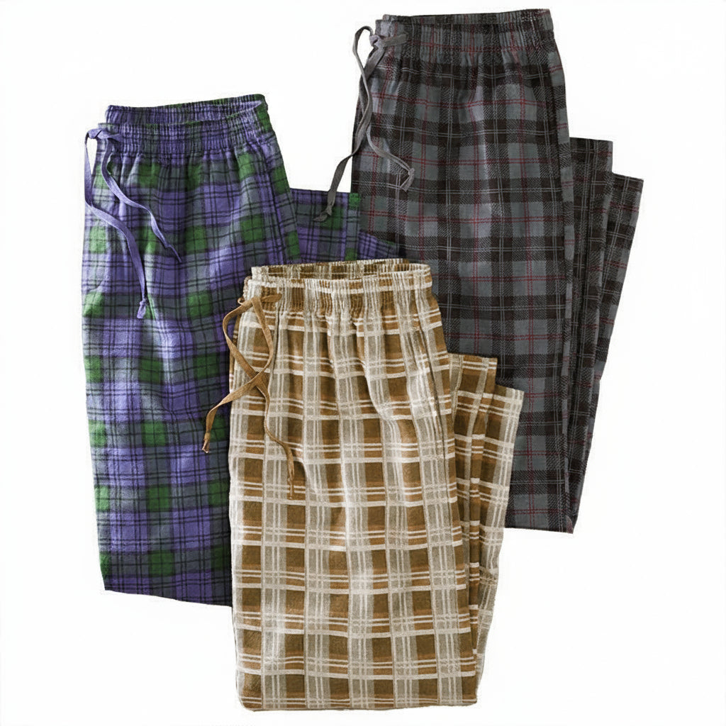 Men's Plaid Flannel Pants (Set of 3) O485454