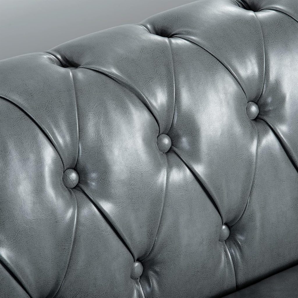 3-Seater PU Leather Chesterfield Sofa with Button Tufted F558528