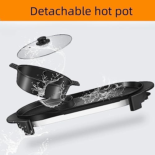 Electric Hot Pot with Grill, Removable Hotpot Pot, Smokeless Non-Stick, Adjustable Temperature Q737