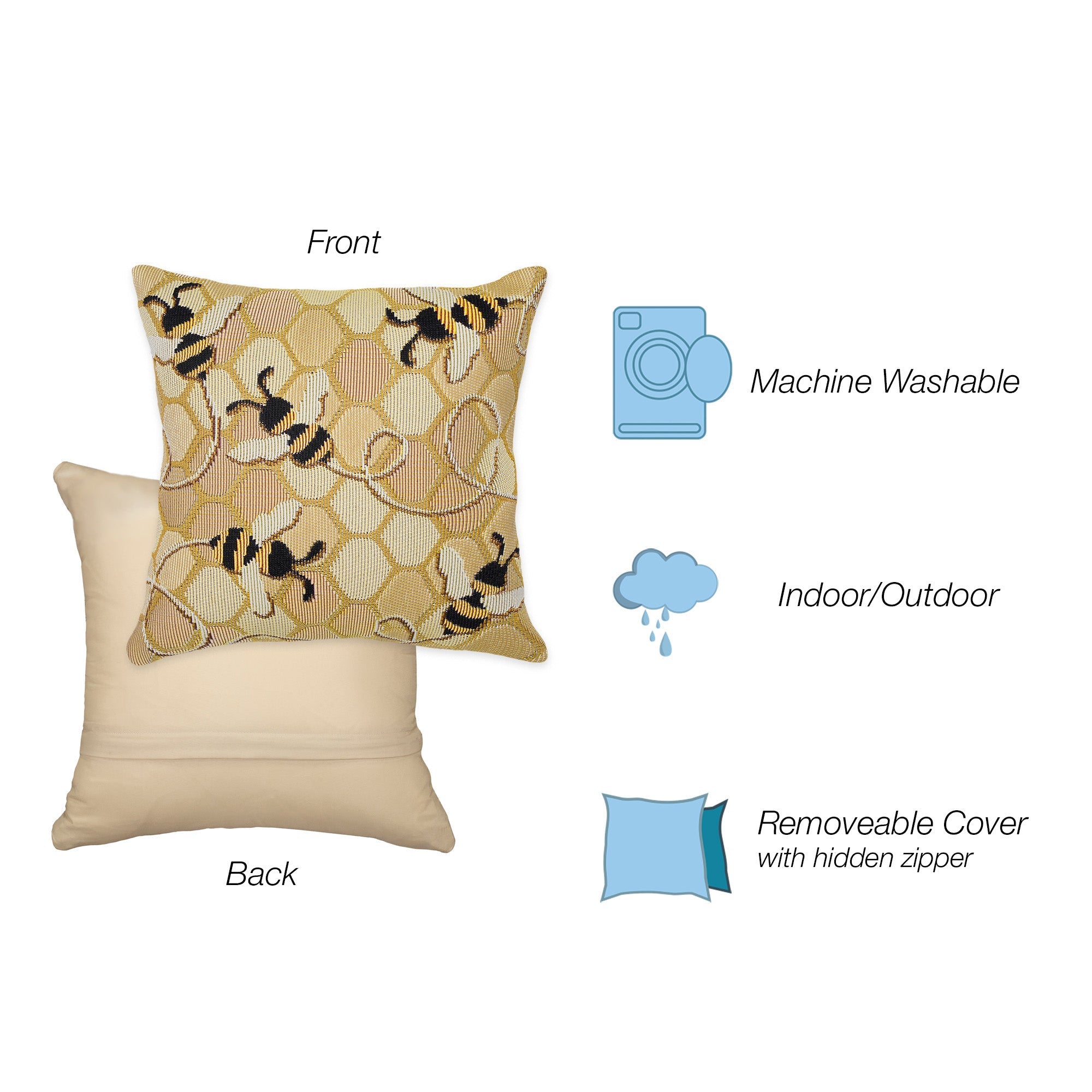 Marina Bee Free Indoor Outdoor Throw Pillow