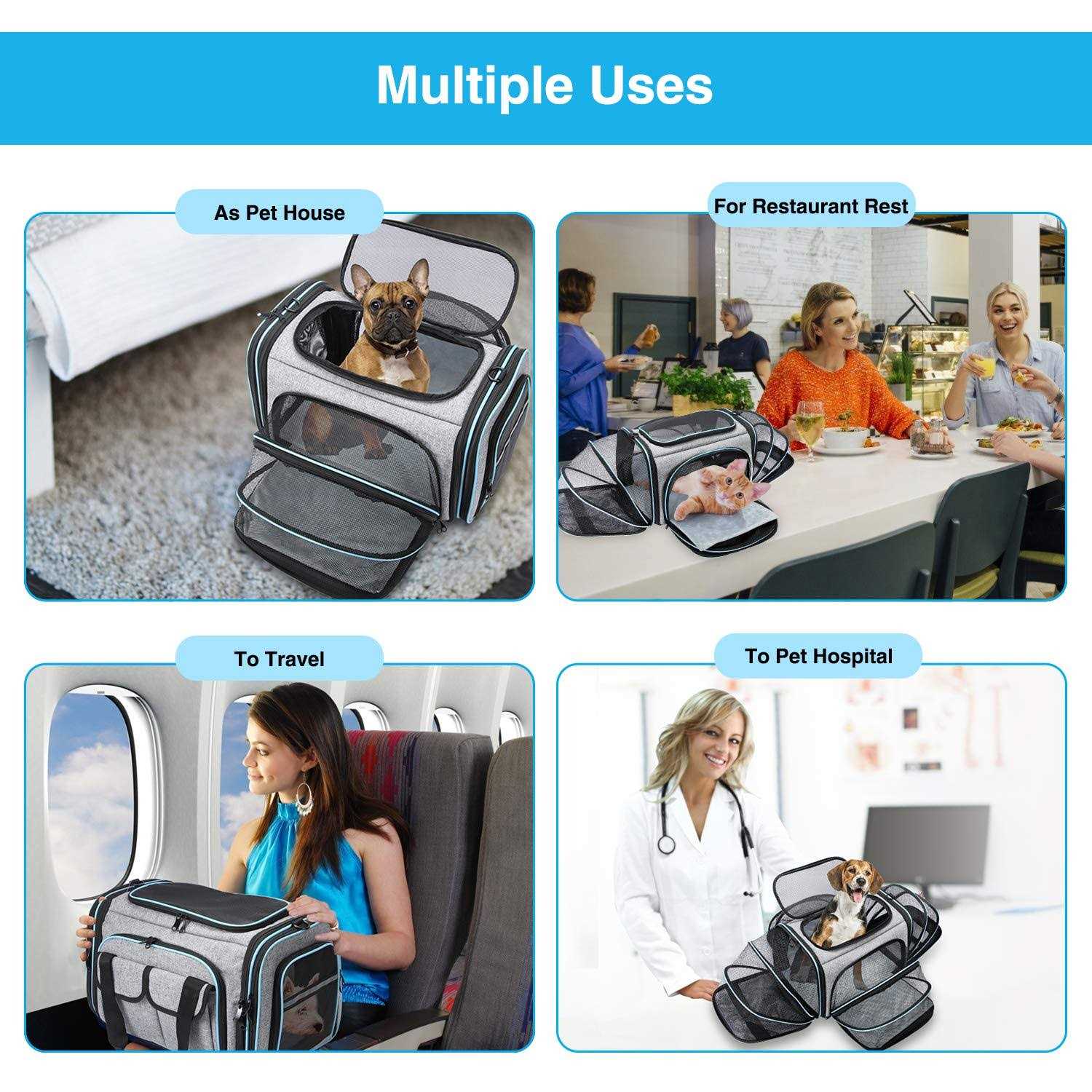 TSA Approved Soft Sided Pet Carrier with 3 Removable Washable Q42409