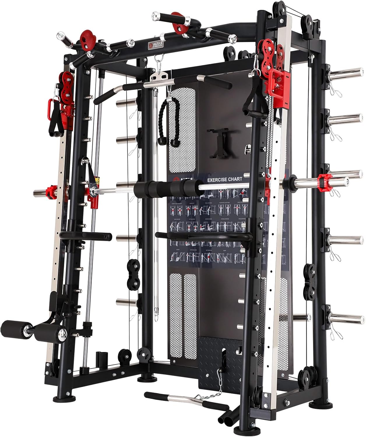 Home Gym Smith Machine with Pulley System Squat Rack Pull Up Bar M682957