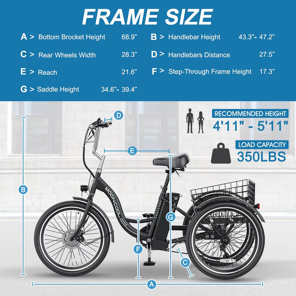 26" 350W 36V 7 Speeds Electric Tricycle N6136