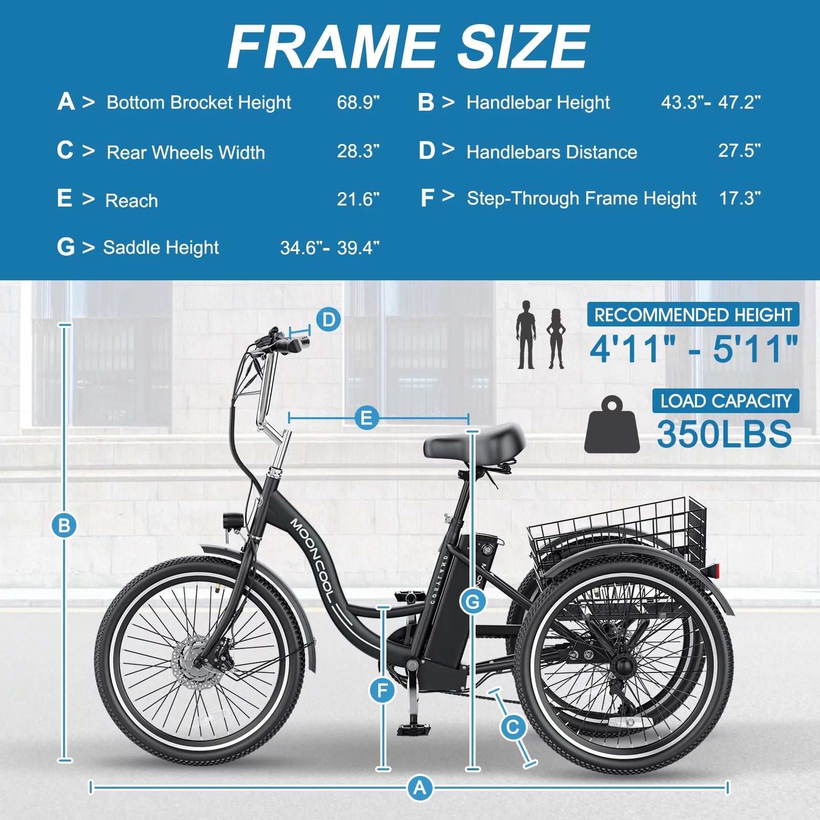 26" 350W 36V 7 Speeds Electric Tricycle N6136