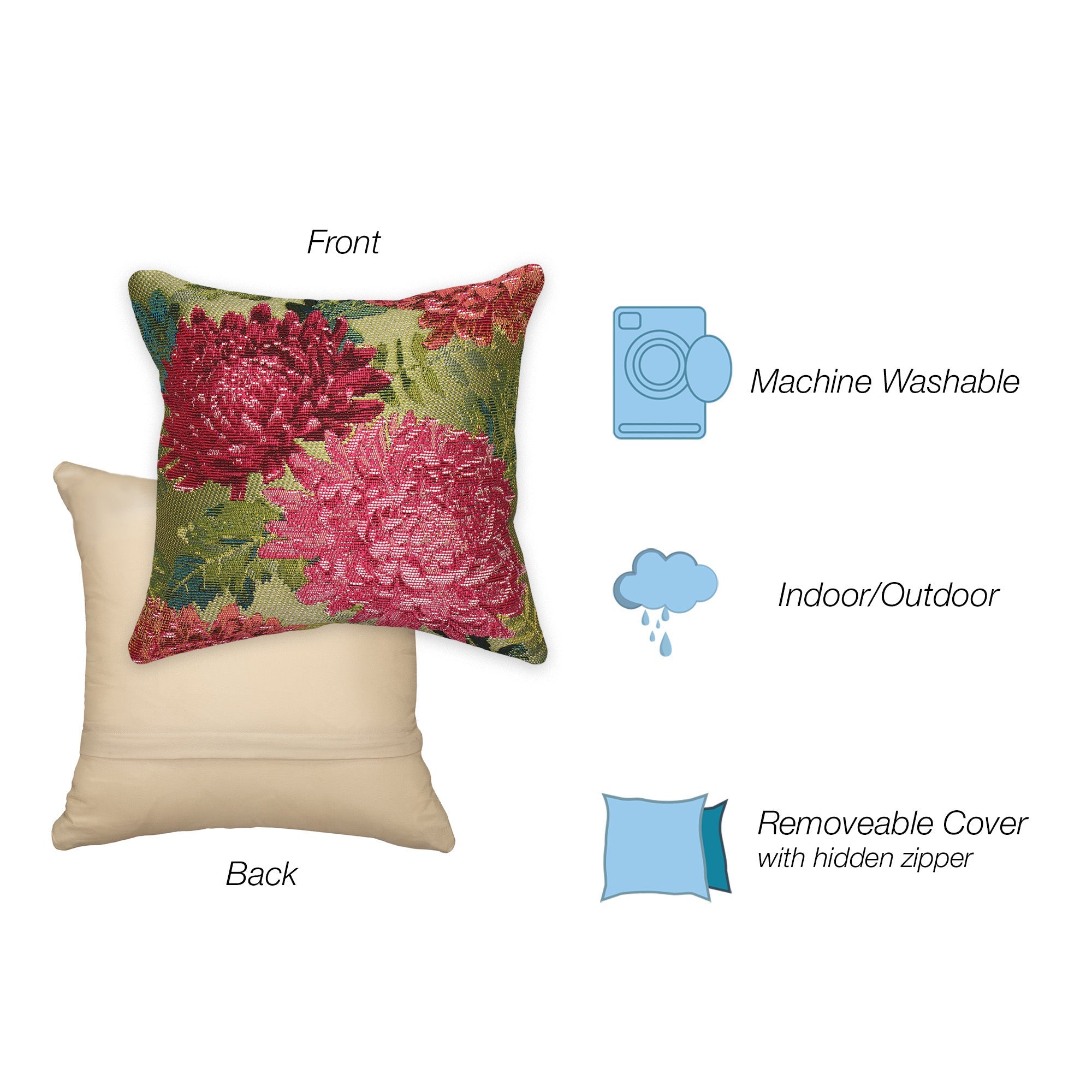 Marina Mums Indoor Outdoor Throw Pillow