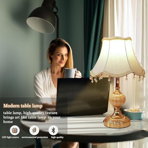 Classical Table Lamp with Fabric Drum Shade and Gold Base P3654