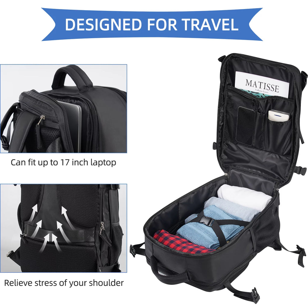Black Waterproof Travel Backpack T794