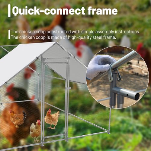 Large Metal Chicken Coop with Water-Resistant and Anti-UV Cover Walk-in Poultry Cage P642930