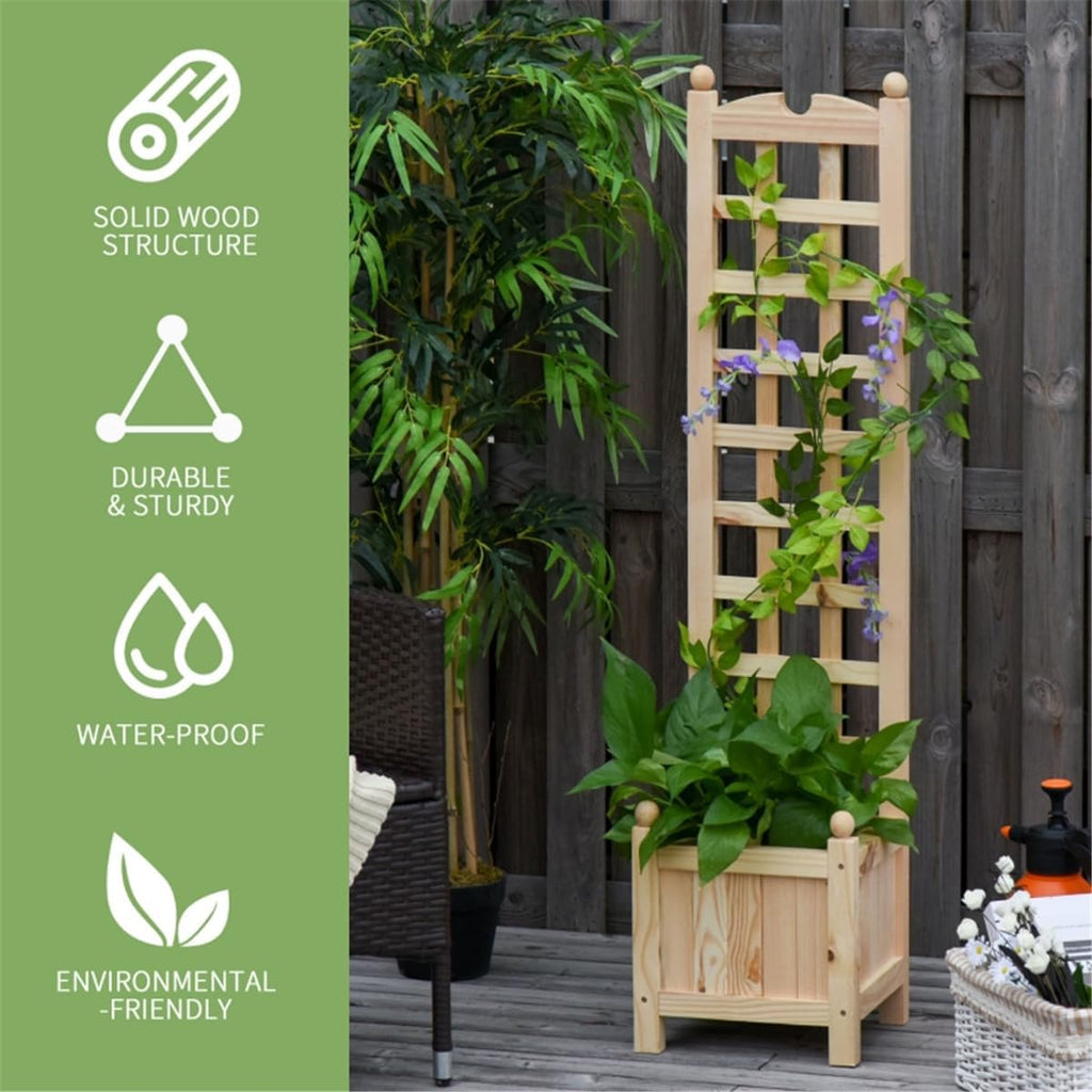 Raised Garden Bed Wood Planter with Trellis B818366