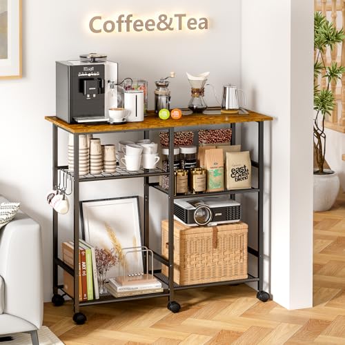 Microwave Cart with Wheels and Adjustable Shelf E687092