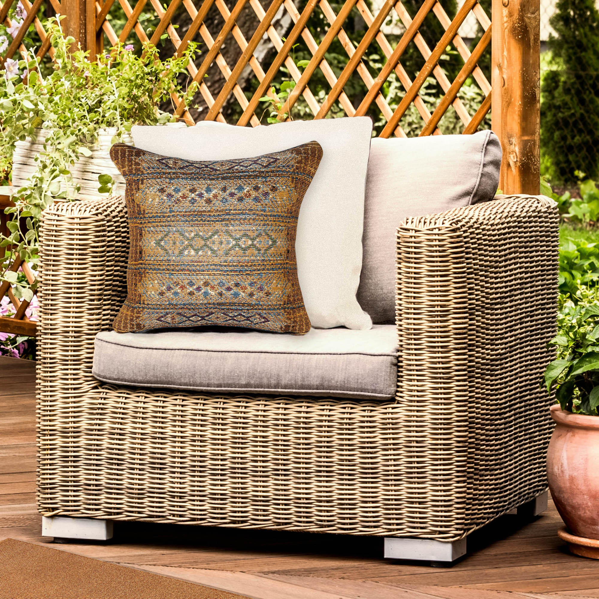 Marina Tribal Stripe Indoor Outdoor Throw Pillow