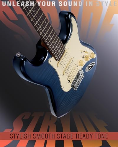 Blaze Orange Electric Guitar with Roasted Maple Neck, Flame Maple Top, HSS Ceramic Pickups, 10W Amp, Gig Bag, Strap, Picks, Lesson Book M845537