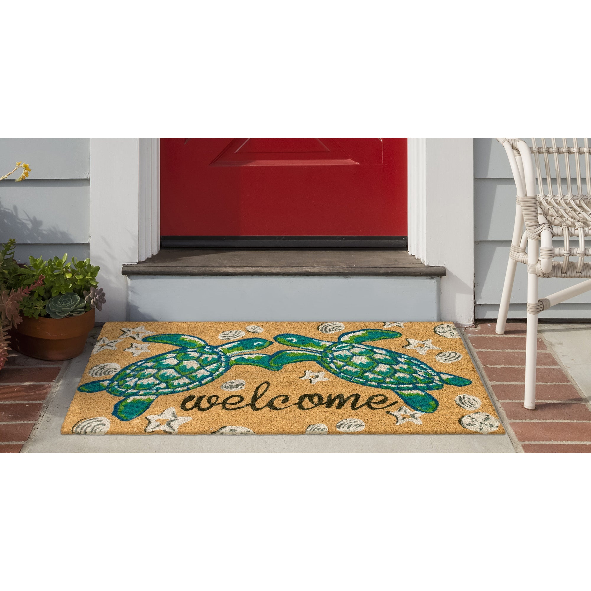Natura Seaturtle Welcome Coir Doormat with Non-Slip Backing