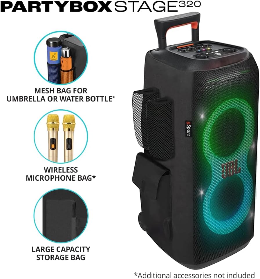 Portable Party Speaker Bundle with Cargo Sleeve (Black) L82331