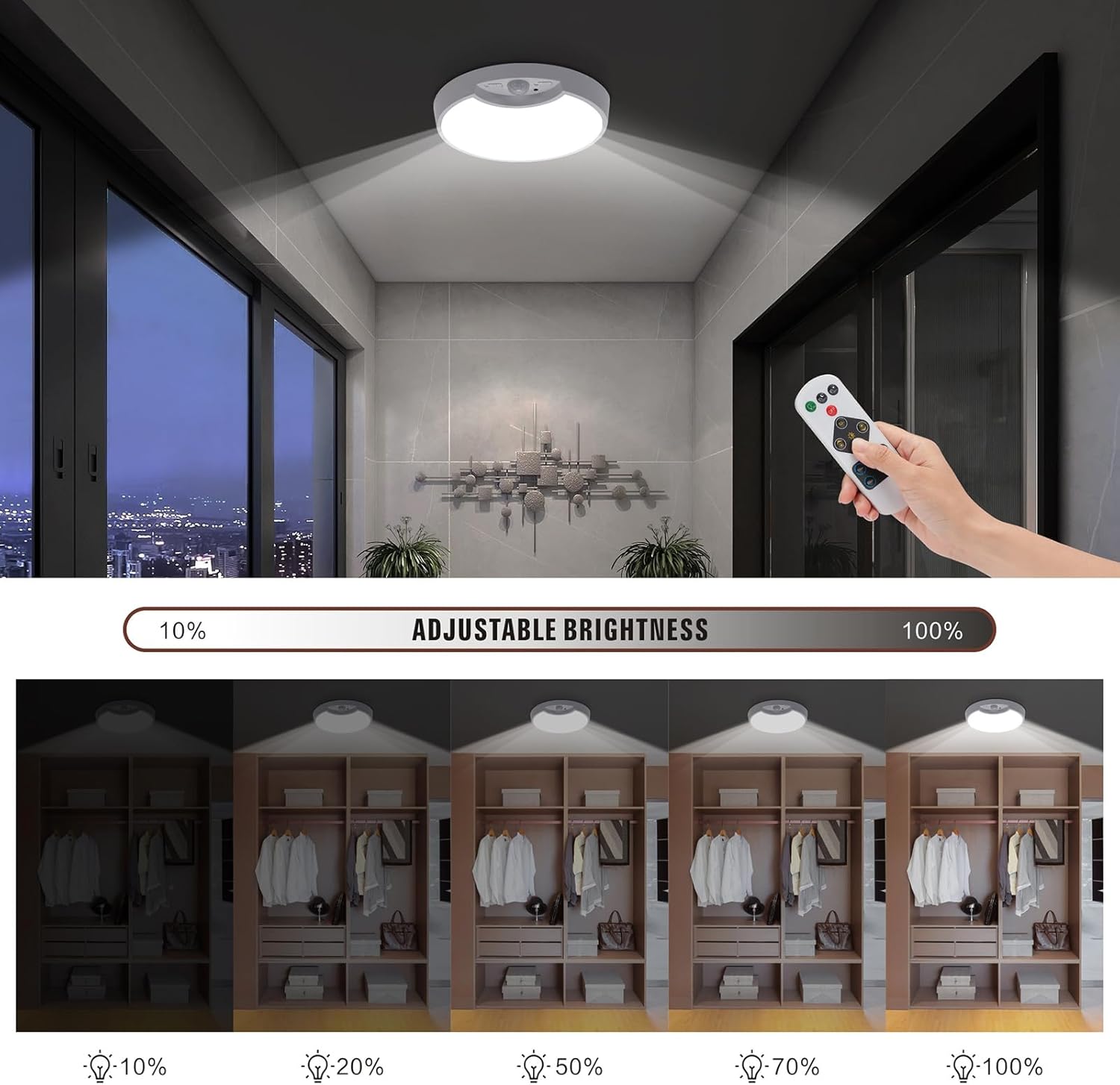 Rechargeable Motion Sensor Ceiling Light 8.7inch 6000K 8000mAh L898916