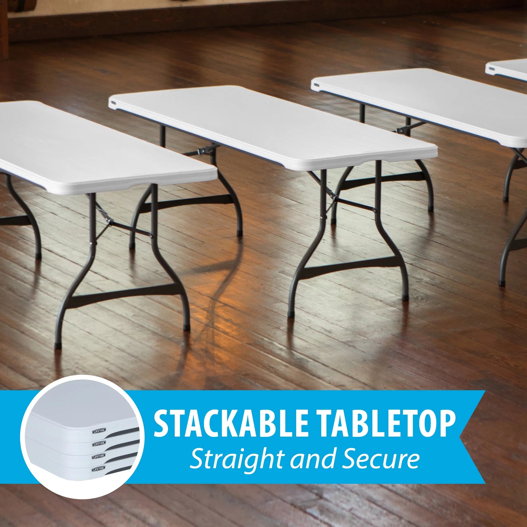 White Granite Set of 4 Rectangle Folding Table E167