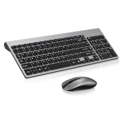 Wireless Keyboard and Mouse Combo, Compact Full Size 2.4G Ultra-Thin Blue P316244