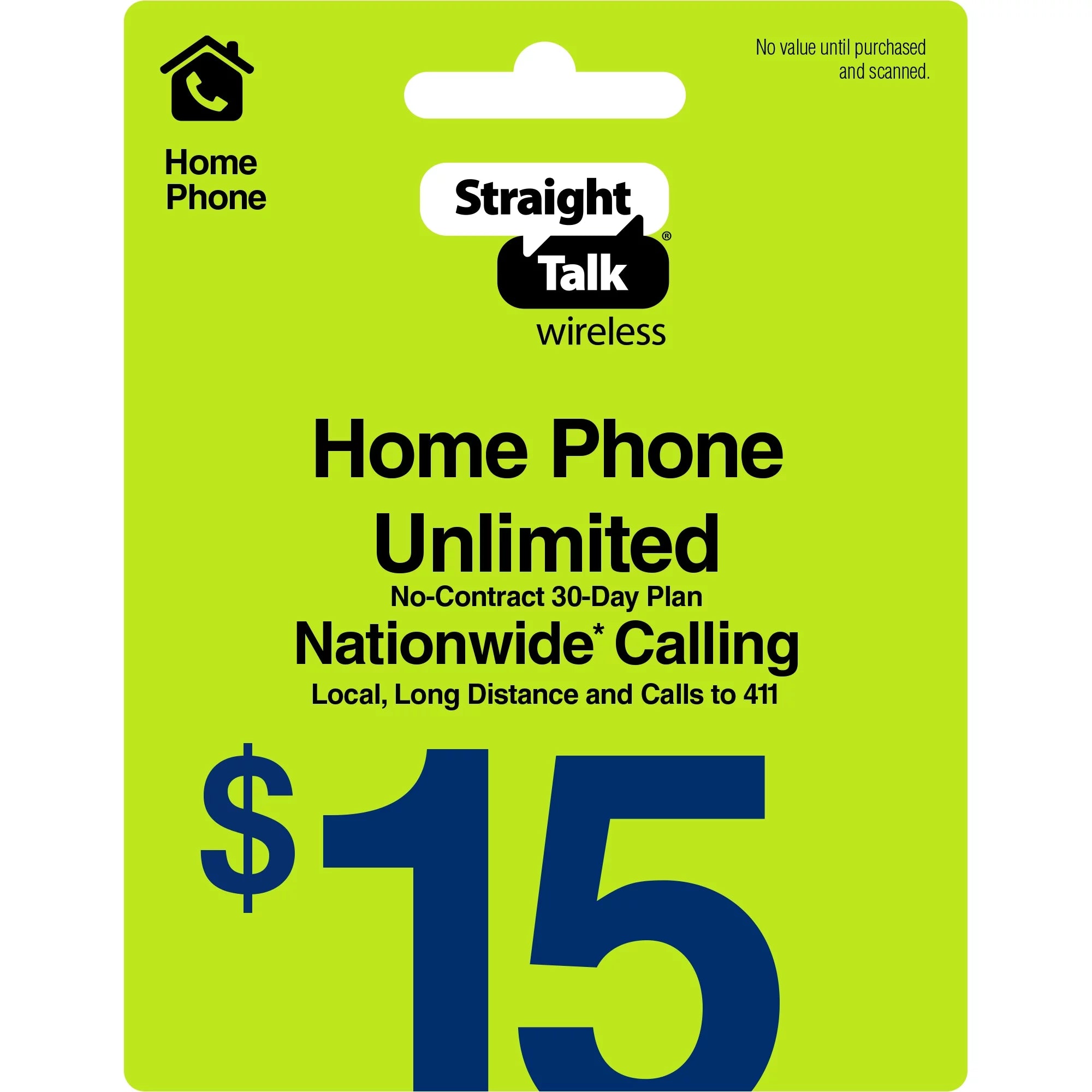 $15 Home Phone Unlimited 30-Day Plan L30802