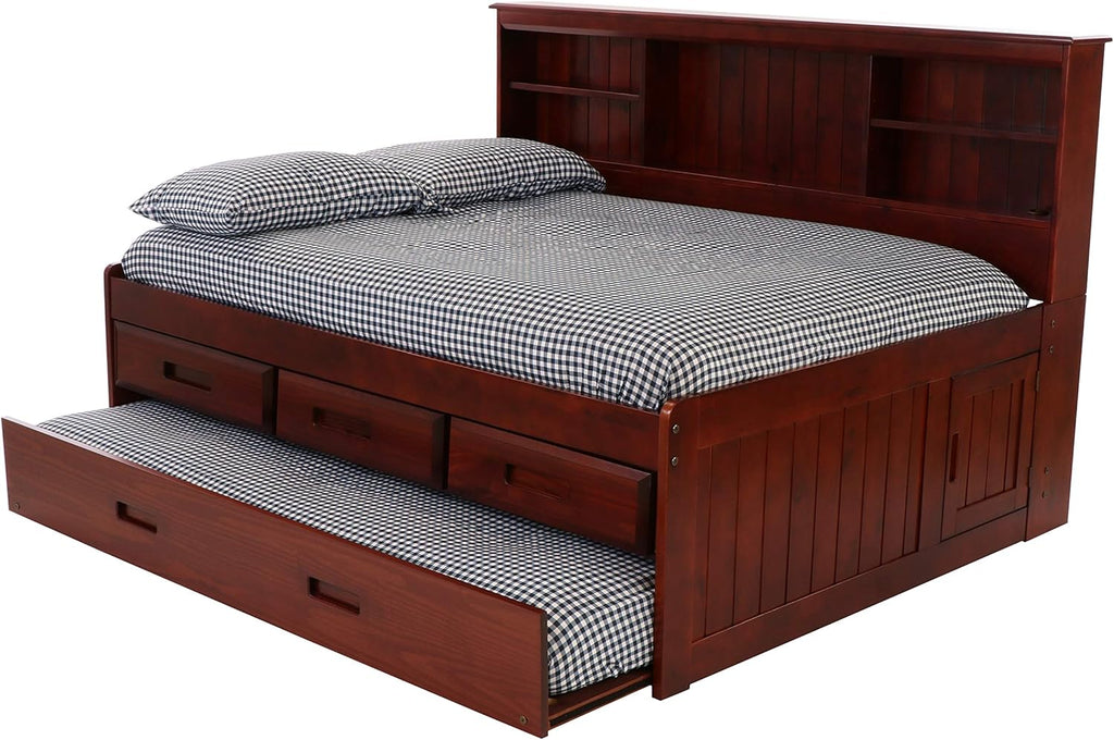 Full Bookcase Daybed with 3 Drawers & Trundle Merlot H46249
