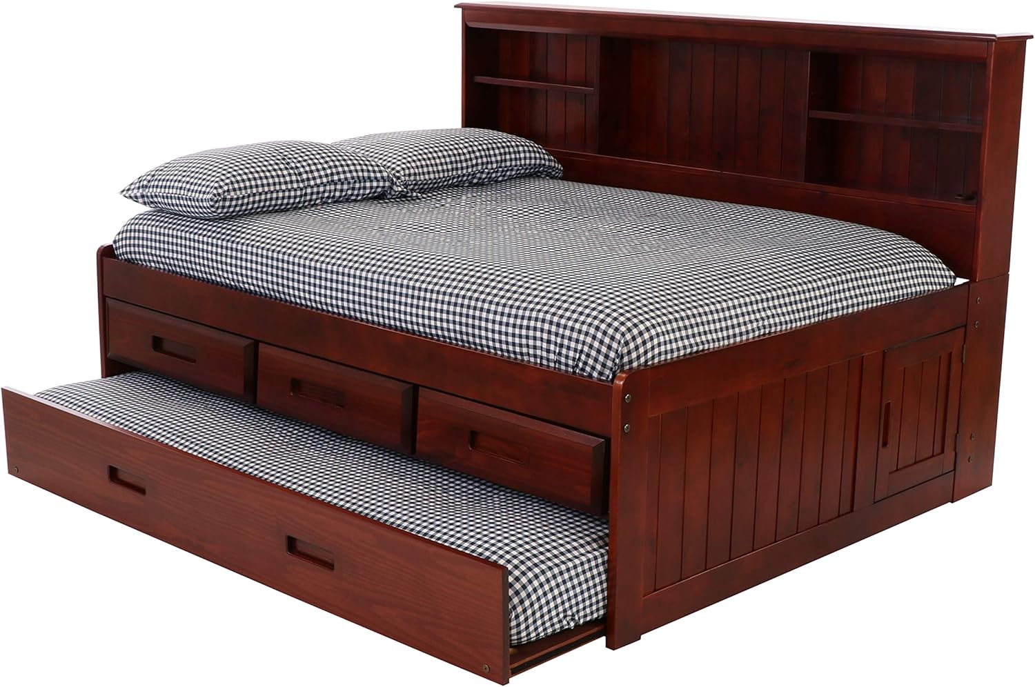 Full Bookcase Daybed with 3 Drawers & Trundle Merlot H46249