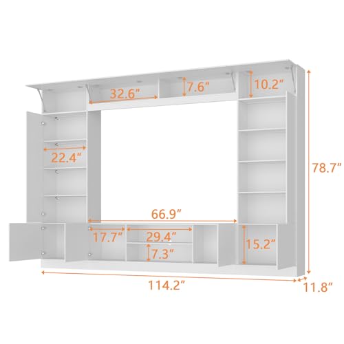 Black 94.5”W Wall Unit TV Stand with Storage B64326