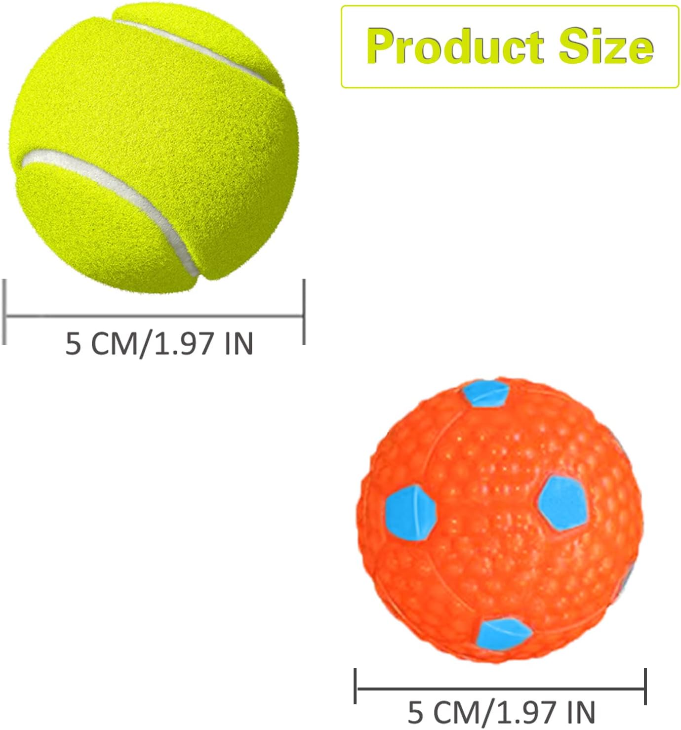 6 Pcs 1.97" Diameter Mini Tennis Balls for Dogs K984957
