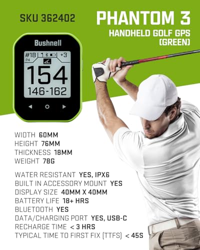 Bushnell Phantom 3 Slope GPS Golf Green with Touchscreen E607085