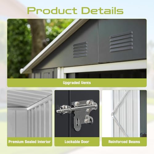 Grey Metal Outdoor Storage Shed H538380