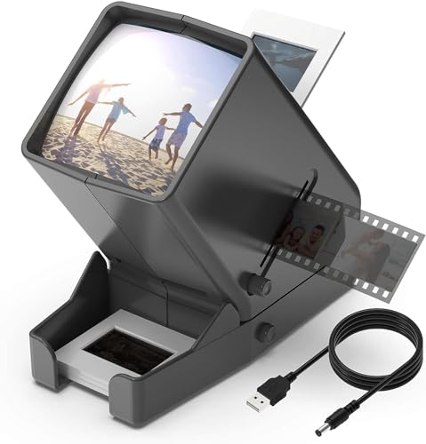 35mm Slide and Film Viewer, 3X Magnification LED Lighted Illuminated Viewing, USB Powered Battery Operation H541
