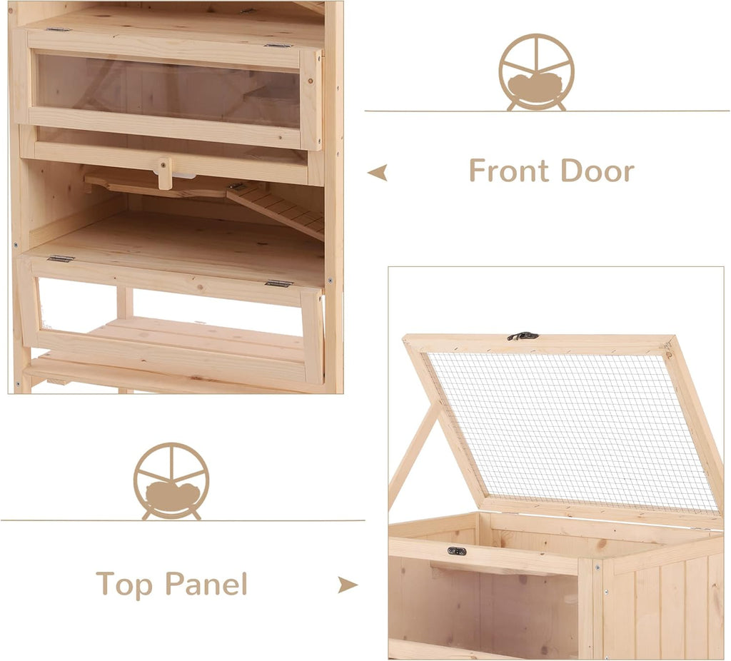 5-Tier Wooden Hamster Cage with Openable Top and Front Door N6923