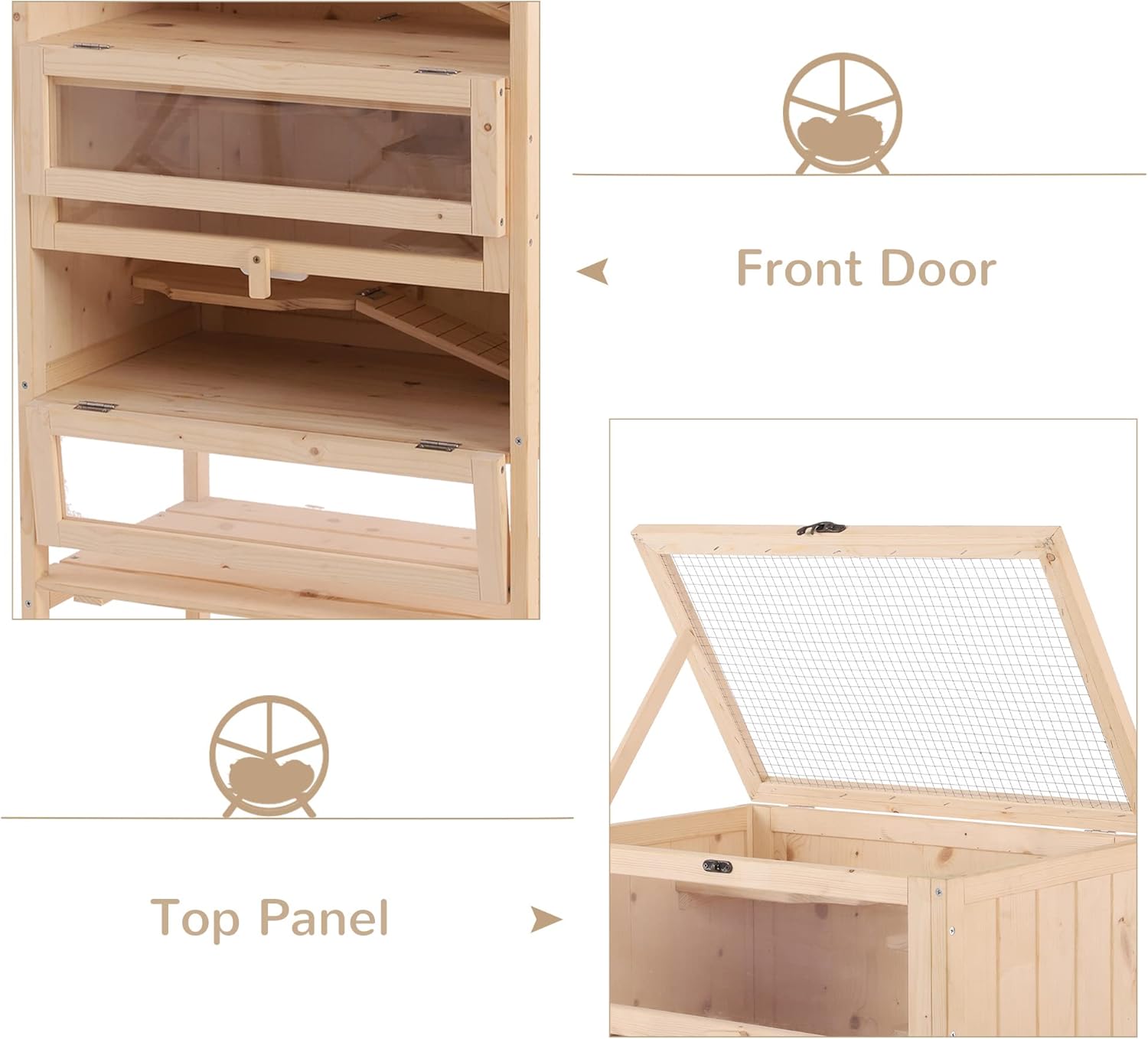 5-Tier Wooden Hamster Cage with Openable Top and Front Door N6923