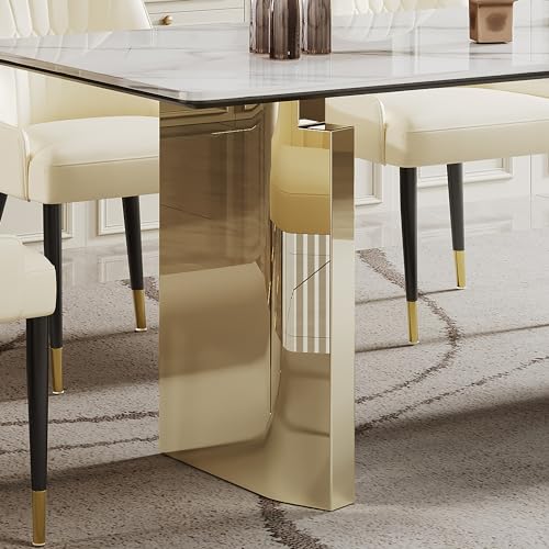 63 inch Clear Rectangular Glass Dining Table with Gold Metal Legs P229