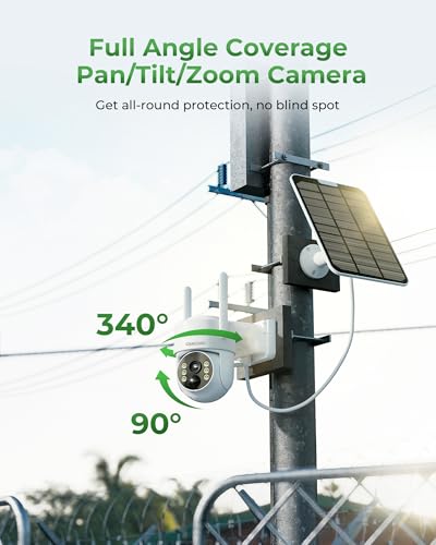 Solar Security Cameras Wireless Outdoor with 10" Monitor, 10CH NVR 2K, 360° Color Night Vision, 2-Way Audio, 500GB Local Storage M615646