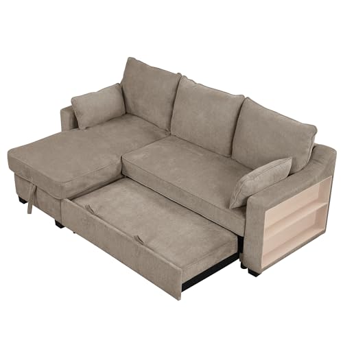 90" L-Shaped Sleeper Sofa with Storage Chaise W7841