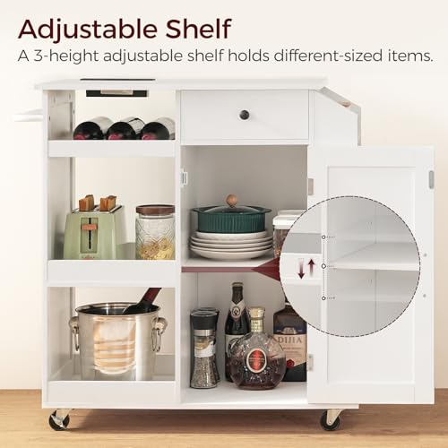 Black and Natural Rolling Kitchen Cart with Drawer L812034
