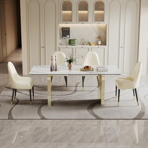 63 inch Clear Rectangular Glass Dining Table with Gold Metal Legs P229