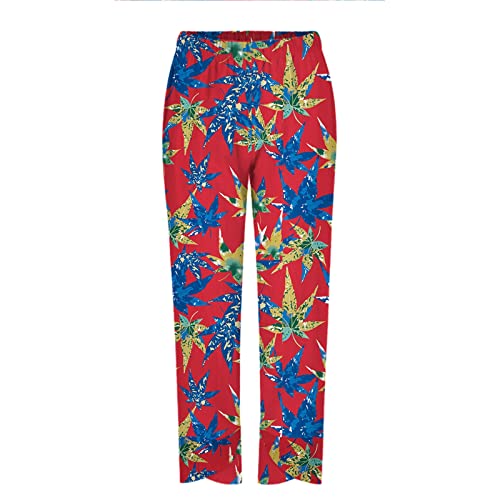 Women Capri Pants Straight Leg Baggy Palazzo Cropped Pants Elastic Waist N683312