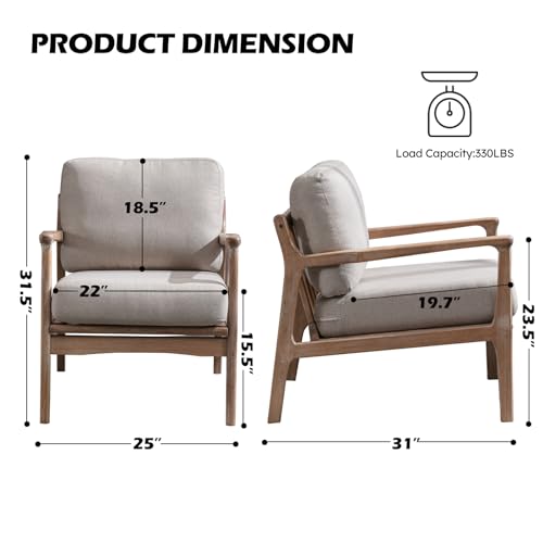 Set of 2 Upholstered Linen Fabric Armchair with Solid Wood Frame P703695